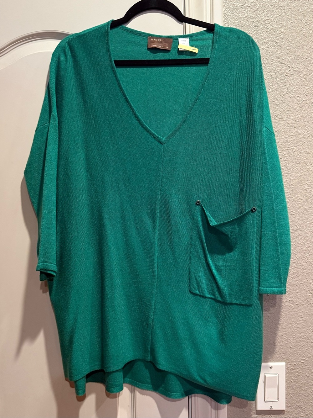 Kerisma Green V Neck Drop Shoulder Sweater